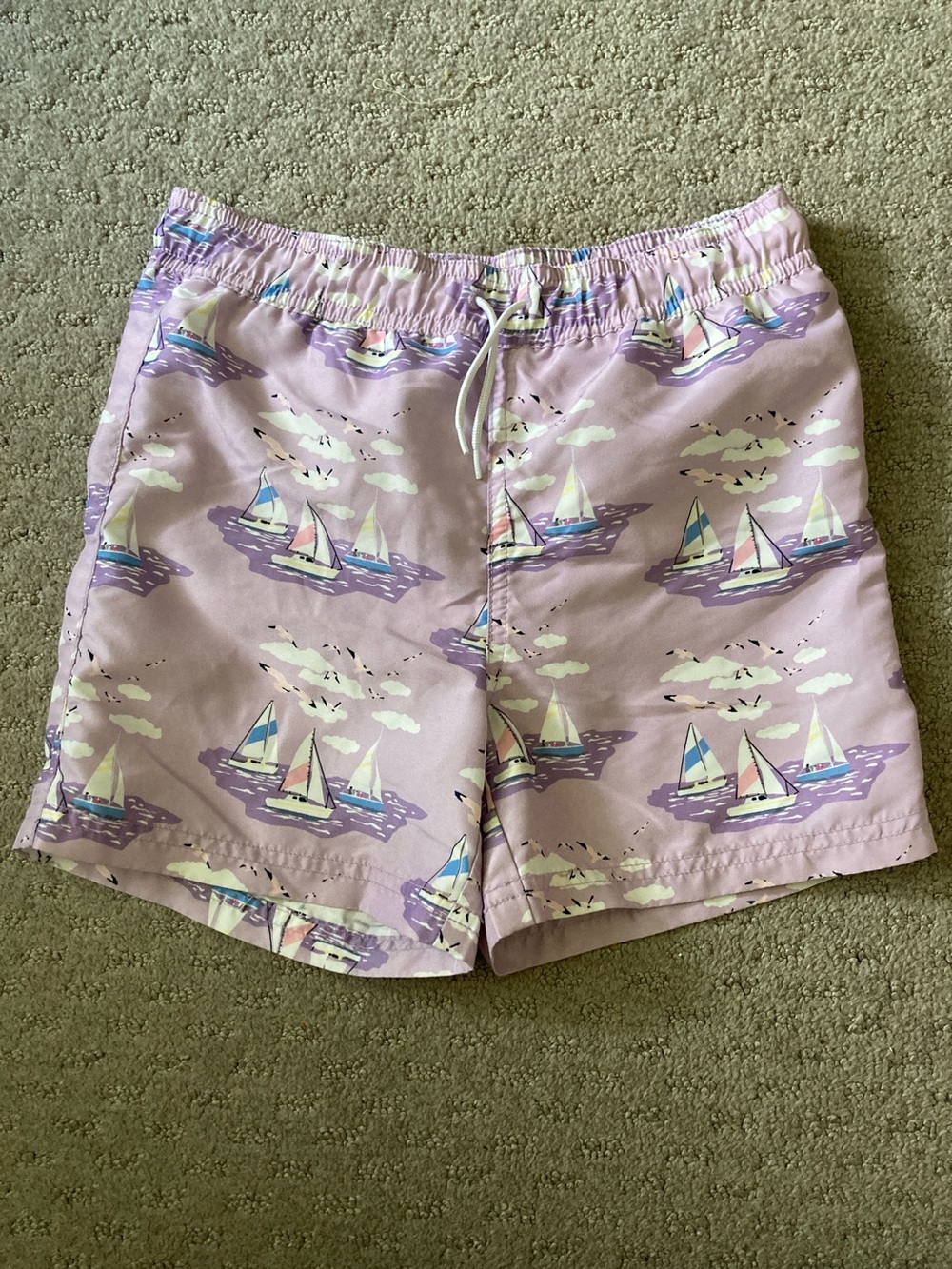 Janie and Jack purple sailboat swim trunks, Sz 7